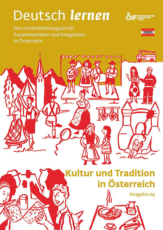 Coverbild der Ausgabe 04 des Unterrichtsmagazins Deutsch lernen mit dem Titel „Kultur und Bildung in Österreich“.